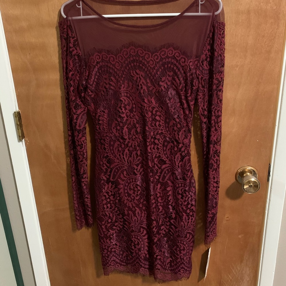 Jump long sleeve Maroon laced dress sz 3/4